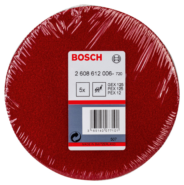 BOSCH Polierfilz für Exzenterschleifer, weich, Klett, 128 mm, 5er-Pack