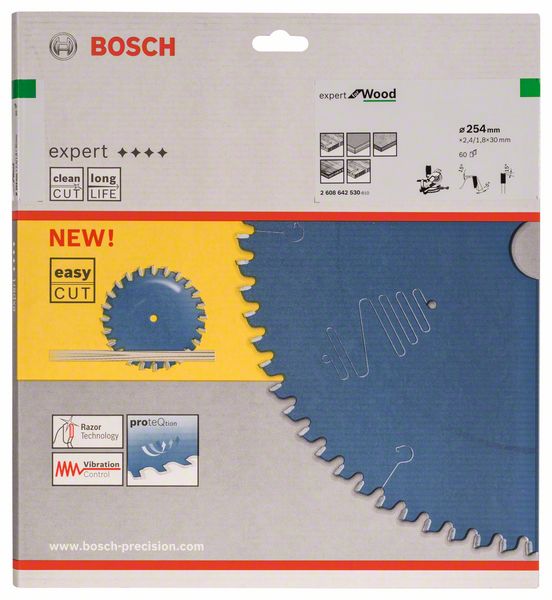 BOSCH Kreissägeblatt Expert for Wood, 254 x 30 x 2,4 mm, 60