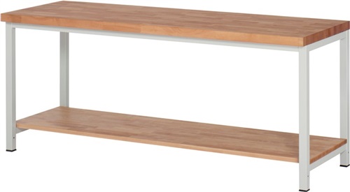 RAU Werkbank Classic B2000xT700xH840mm Buche massiv lichtgrau 1 Ablageboden