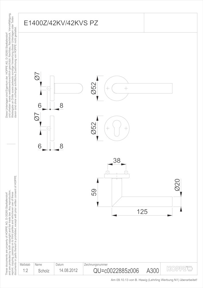 HOPPE® Drückergarnitur mit Rosetten Amsterdam E1400Z/42KV/42KVS, Edelstahl, 3289807