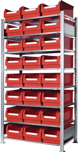 KAPPES Steckregal H2000xB1000xT500mm Grundregal 8 Stahl-Bd.24xGr.2 rot KAPPES