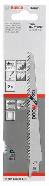 BOSCH Säbelsägeblatt S 644 D, Top for Wood, 2er-Pack