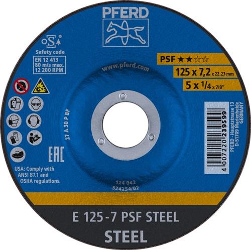 PFERD Schruppscheibe PSF STEEL D125xS7,2mm gekr.STA Bohr.22,23mm PFERD