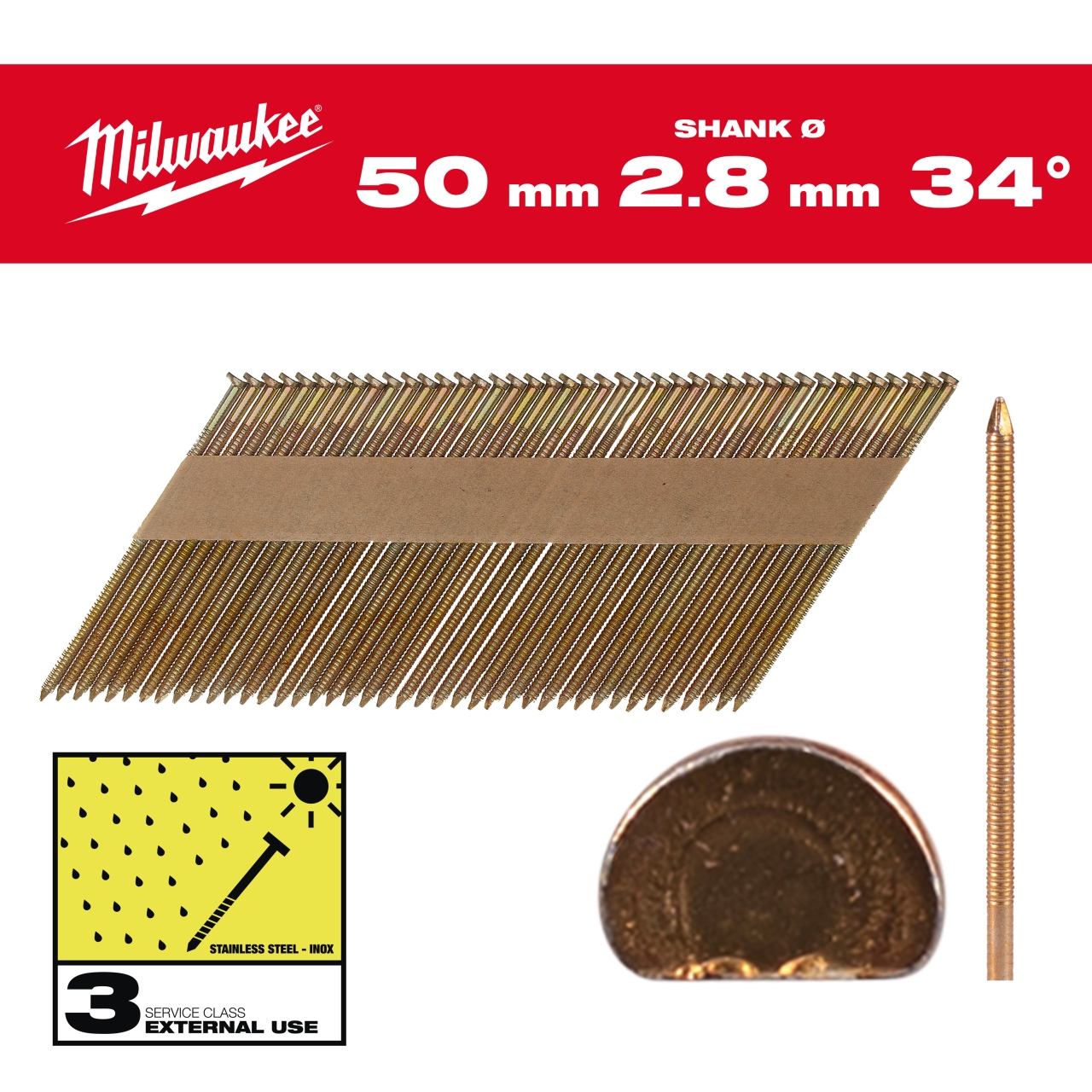 7,4 x 2,8 x 50 mm, Ringschaft feuerverzinkt, 34° D-Kopf-Nägel für M18FFN