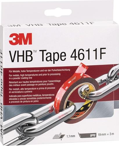 3M Montageband VHB Tape 4611F dunkelgrau L.3m B.19mm Rl.3M