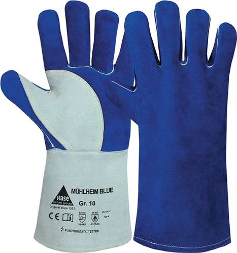 HASE Schweißerhandschuhe Mühlheim Blue blau/grau Rindspaltleder