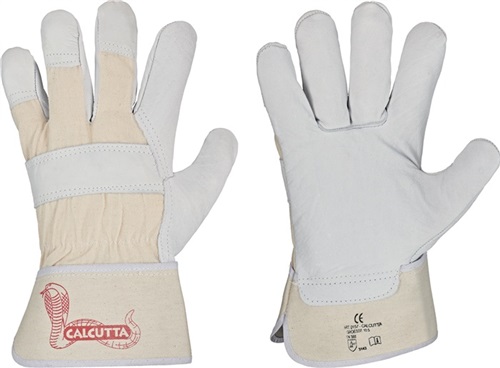 STRONGHAND Handschuh CALCUTTA EN388 Gr.9 naturfarben Rindleder Doppelnaht gummierte Stulpe