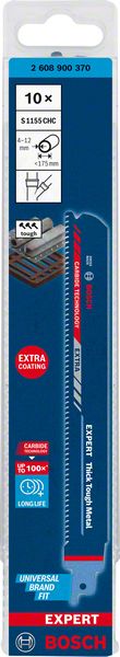 BOSCH EXPERT ‘Thick Tough Metal’ S 1155 CHC Säbelsägeblatt, 10 Stück. Für Säbelsägen BOSCH EXPERT ‘Thick Tough Metal’ S 1155 CHC Säbelsägeblatt, 10 Stück. Für Säbelsägen