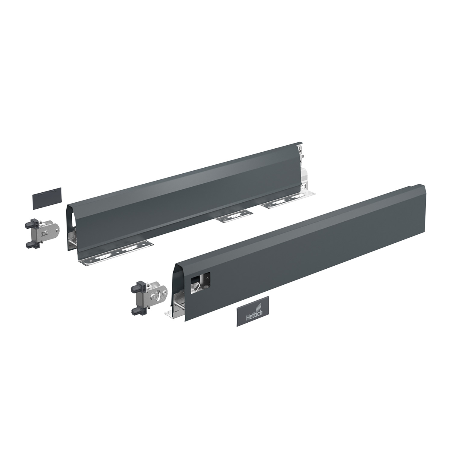 HETTICH Set Zarge ArciTech, 94 mm / 350 mm, anthrazit, links und rechts, 9150486