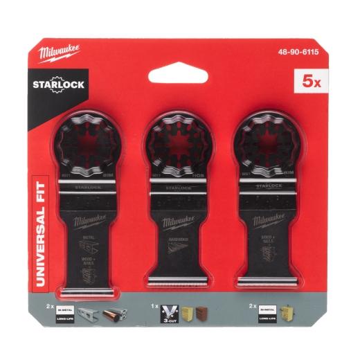 MILWAUKEE 5-teilig Multitool Zubehörset Holz & Metall