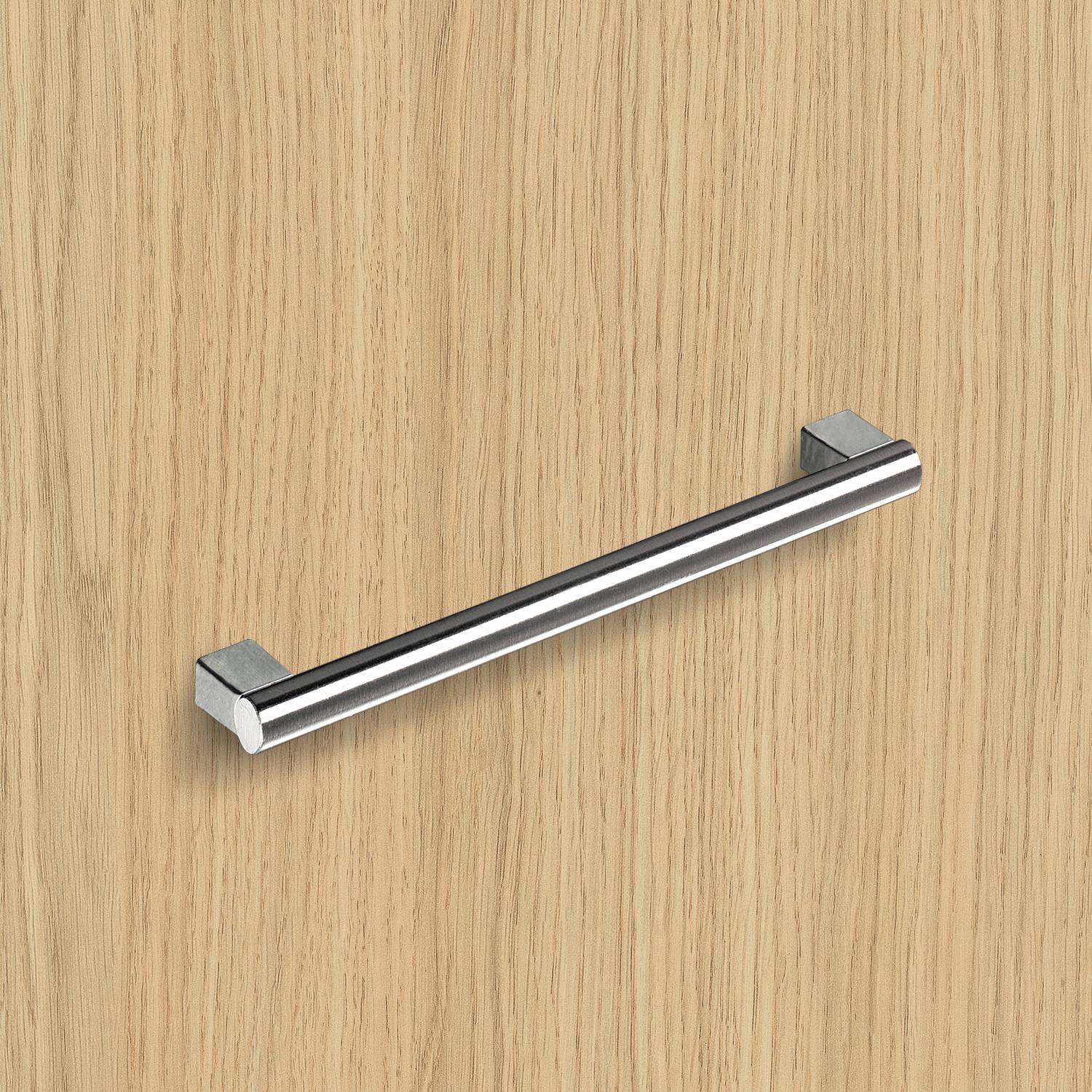 HETTICH Griff Vieste, •–• 96, L 120 mm, H 30 mm, ø 12 mm, Edelstahl Optik gebürstet, 9995497