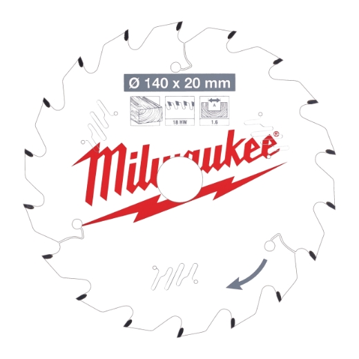 MILWAUKEE 140/20 mm Z18 Wechselzahn Kreissägeblatt Holz für Akku-Handkreissägen