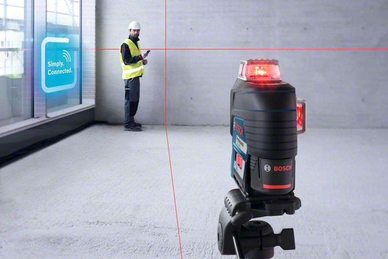 BOSCH Linienlaser GLL 3-80 C, mit 1 x 2.0 Ah Li-Ion Akku, Laser-Empfänger LR 7, L-BOXX