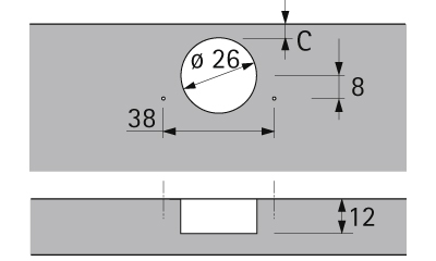 HETTICH Intermat Holzrahmentürscharnier (Intermat 9924), vorliegend, Öffnungswinkel 95°, Bohrbild TH 38 x 8 mm, zum Anschrauben (-), 72959