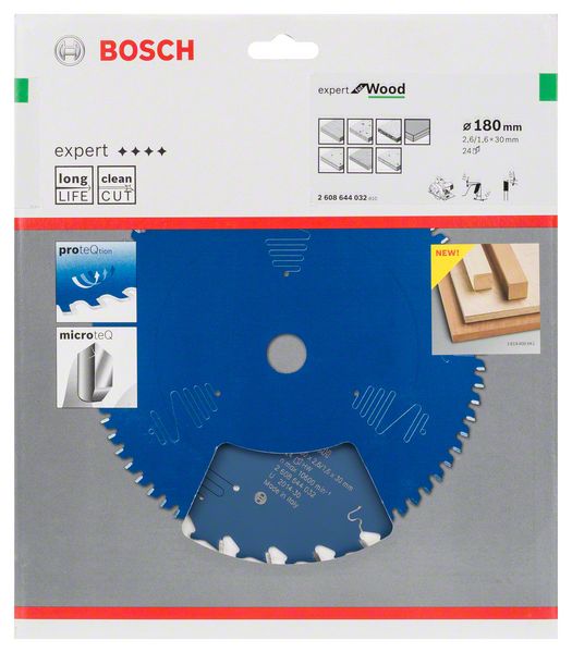 BOSCH Kreissägeblatt Expert for Wood, 180 x 30 x 2,6 mm, 24