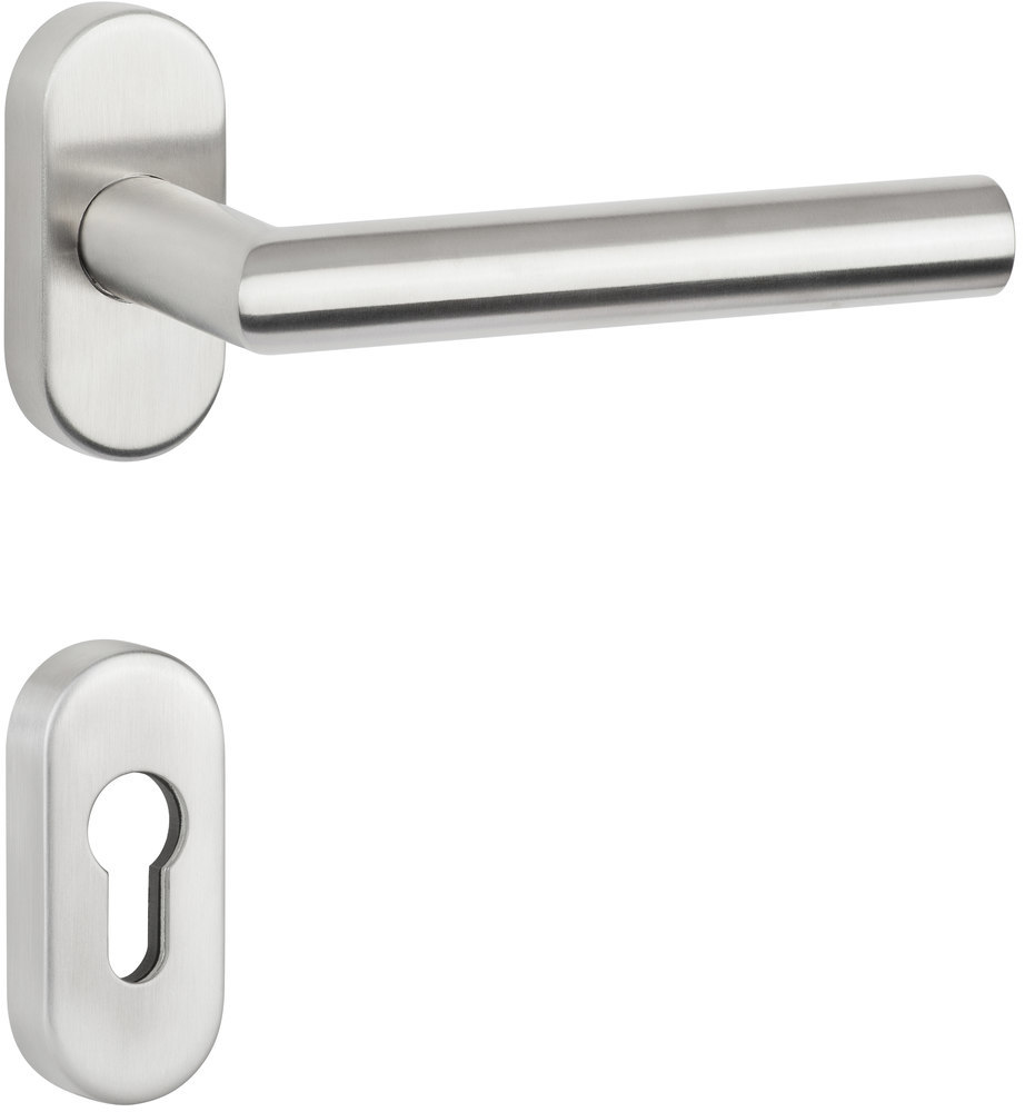 HERMAT FH Drückergarnitur mit Rosetten BASIC 02 1802/2085.FS, Edelstahl