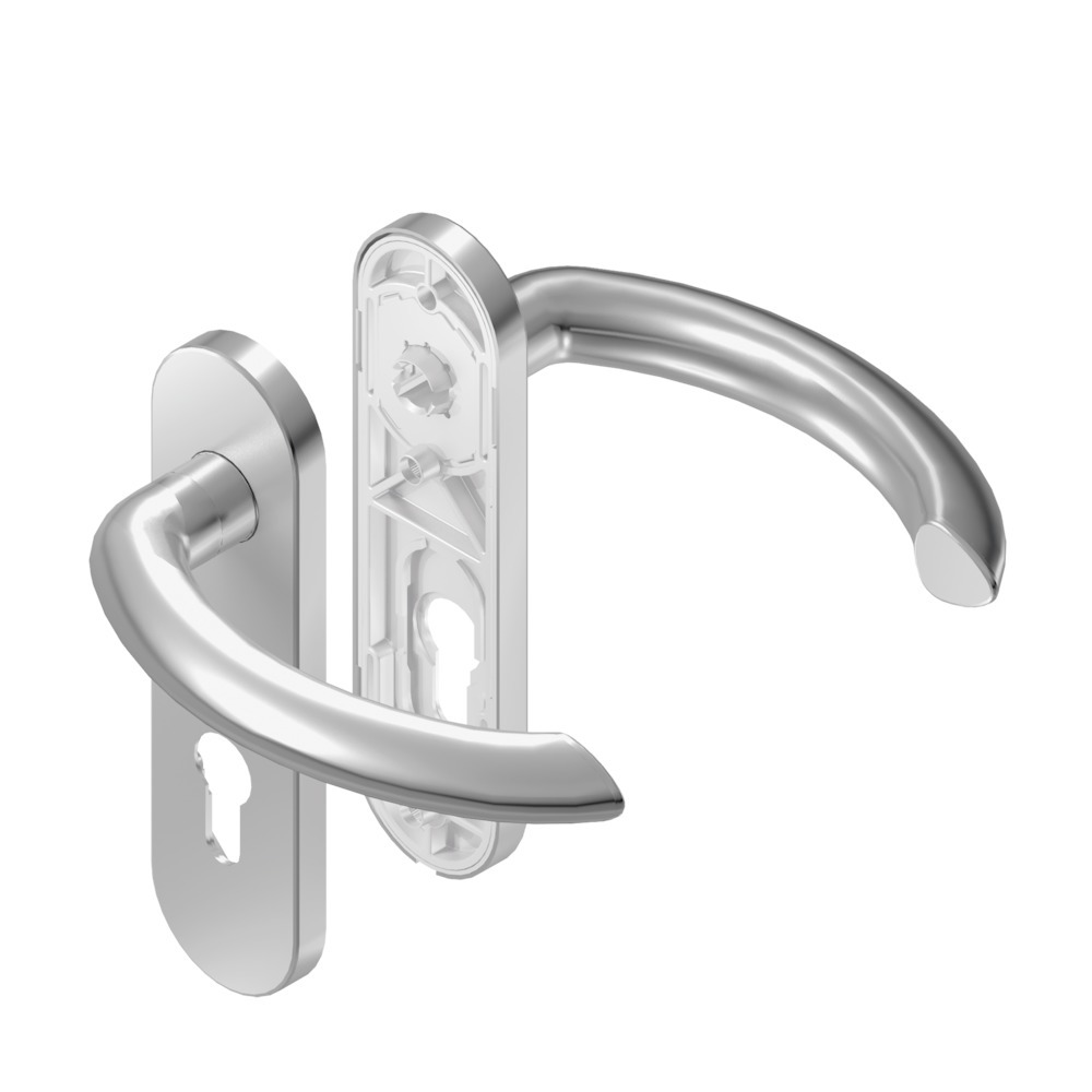 BKS FH Drückergarnitur mit Kurzschild LEGATO B-72010, oval, Edelstahl matt