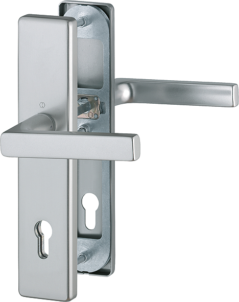 HOPPE® Schutz-Drückergarnitur mit Langschild Dallas 1643/2221/2210, 10/92 mm, Aluminium