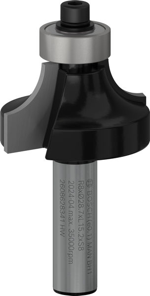 BOSCH Abrundfräser Standard for Wood, 8 mm, R1 8 mm, L 15,2 mm, G 53 mm