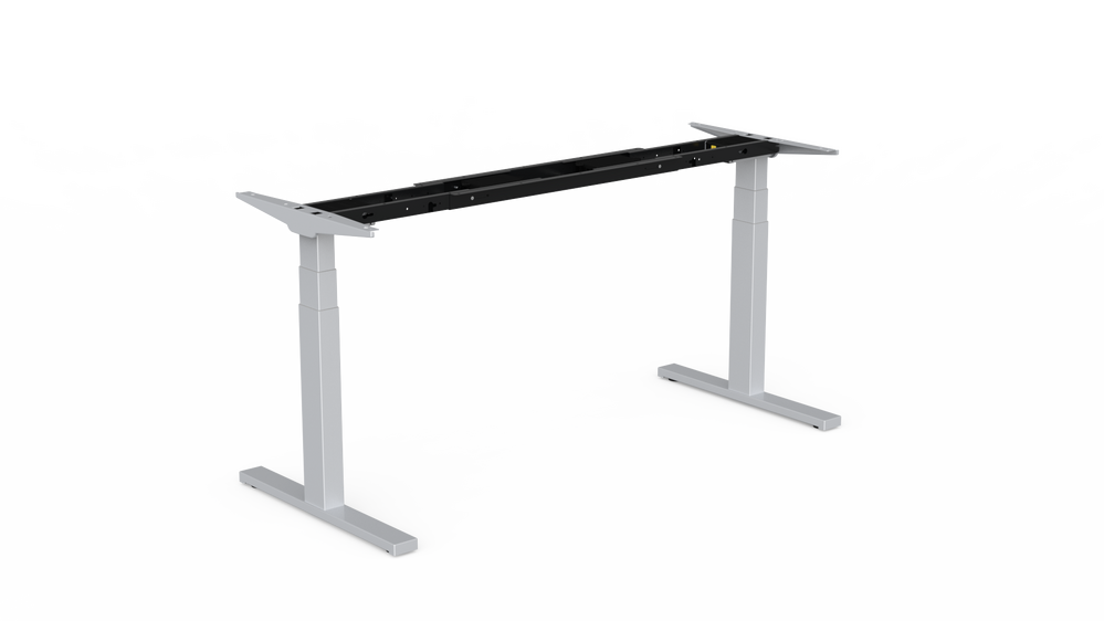 Veyhl Tischgestell Evotec 3D eckig, Powertc max. 140 kg, 650 mm Hub, RAL 9006 weißaluminium