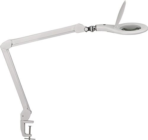 Nordwest LED-Lupenleuchte Glaslinse 127mm (5 Zoll) Tischklemme weiß