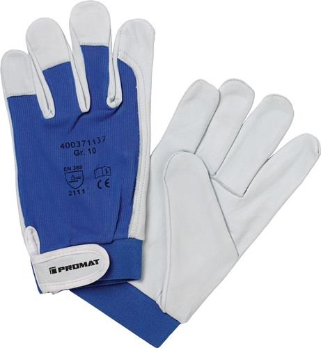 PROMAT Handschuhe Donau Gr.9 natur/blau Nappaleder EN 388 PSA II PROMAT