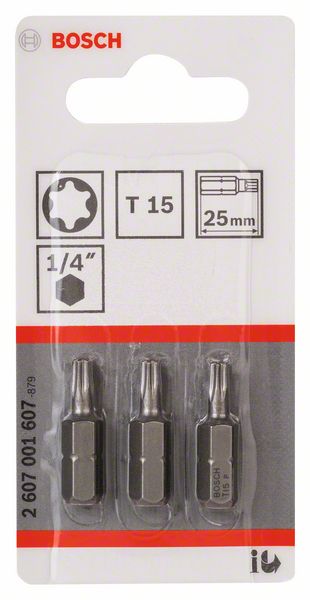 BOSCH Schrauberbit Extra-Hart T15, 25 mm, 3er-Pack