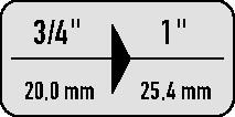 GEDORE Vergrößerungsstück 3221 Antr.3/4 Zoll Abtrieb 1 Zoll L.60mm GEDORE