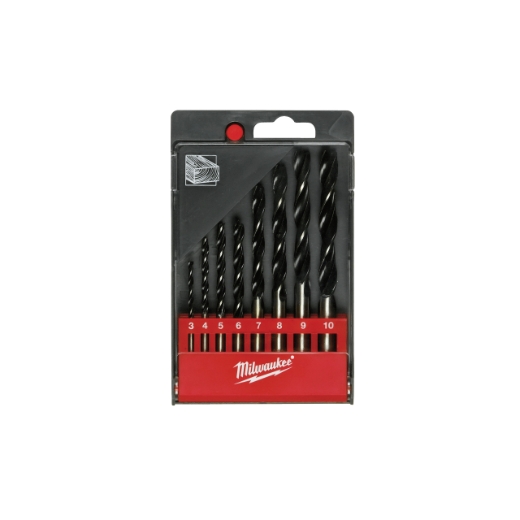 MILWAUKEE 3/4/5/6/7/8/9/10 mm Holzspiralbohrer DIN 7487 E Kassette 8-teilig