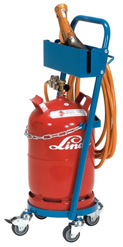 FETRA Stahlflaschenroller f.Flascheninh.1x11kg Gummi Bereifung Trgf.80kg m.Schlauchh.