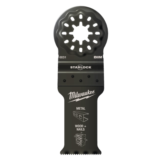 MILWAUKEE 35 x 42 mm Multitool Starlock Bi-Metall Tauchsägeblatt für Schnitte in Holz mit Nägeln