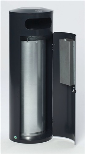 VAR Abfallbehälter H1245xØ420mm 90l antik-silber m.integriertem Ascher