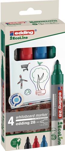 EDDING Whiteboardmarkerset 28 EcoLine schwarz/rot/blau/grün Strich-B.1,5-3mm Rundspitze
