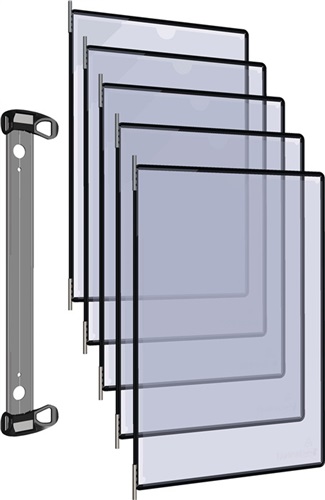 Wandhalter 5 Sichttafeln PP schwarz m.Neodym-Magnetf.DIN A4