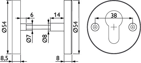 HERMAT Paar Schutz-Schlüsselrosette 2073.S, Edelstahl