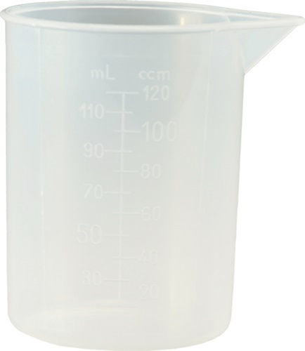 HÜNERSDORFF Messbecher 120ml PP transp.D57,5xH75mm o.Griff HÜNERSDORFF