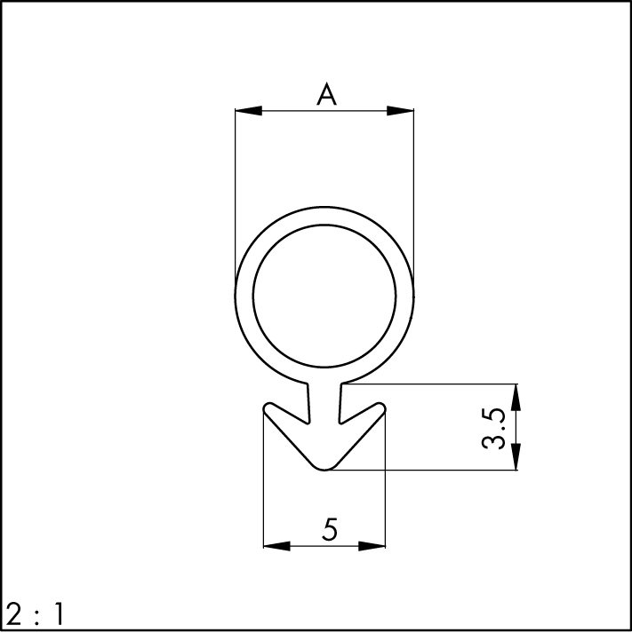 ELLEN Flügelfalz-Türanschlagdichtung Ankersteg 236 f. 3mm Nut z. einfräsen Silikon