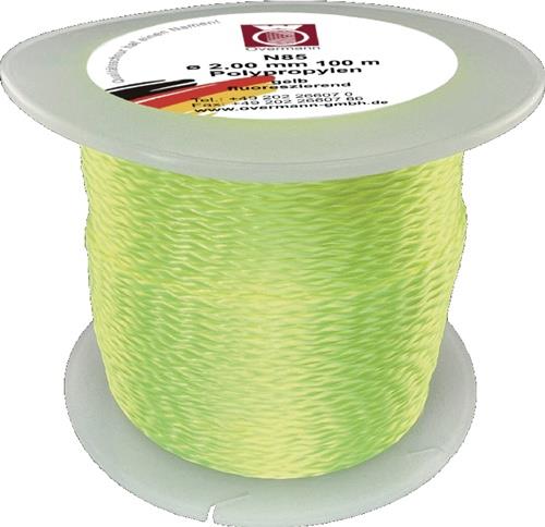 OVERMANN Pflastererschnur L.100m D.2mm 60kg PP gelb,fluoresz.