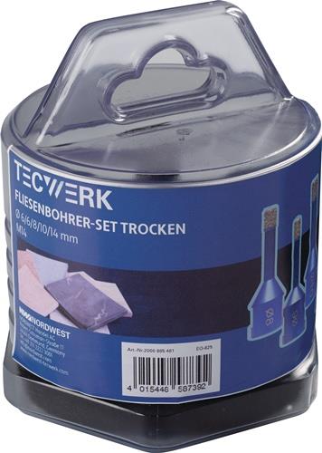 TECWERK Diamant-Fliesenbohrer SET SANITÄR D.6 mm/6 mm/8 mm/10 mm/14mm L.63,5mm 5-tlg.TW
