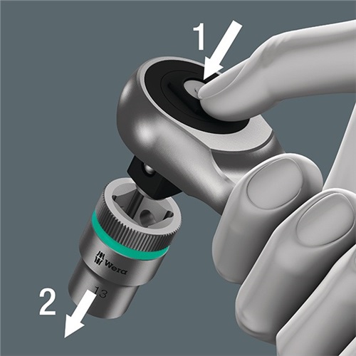 WERA D.-Knarre Zyklop Metal push 1/2 Zoll 38 Z.L.281mm WERA D.-Knarre Zyklop Metal push 1/2 Zoll 38 Z.L.281mm