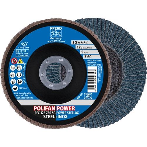 PFERD Fächerscheibe POLIFAN Z SG POWER STEELOX D.125mm K.60 INOX ZK Ausf.kon.PFERD