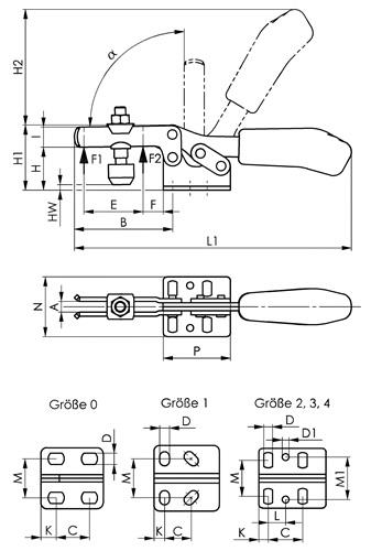 AMF Waagrechtspanner Nr.6830NI Gr.2 waagrechter Fuß AMF