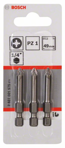 BOSCH Schrauberbit Extra-Hart PZ 1, 49 mm, 3er-Pack