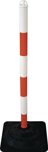 Nordwest Sperrpfosten PE/PVC rot/weiß D.40mm z.Aufstellen Pfostenkopf m.4 Kettenaufnahmen