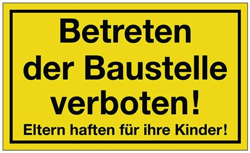 PROMAT Hinweiszeichen Betreten der Baustelle verboten L250xB150mm gelb schwarz Ku.