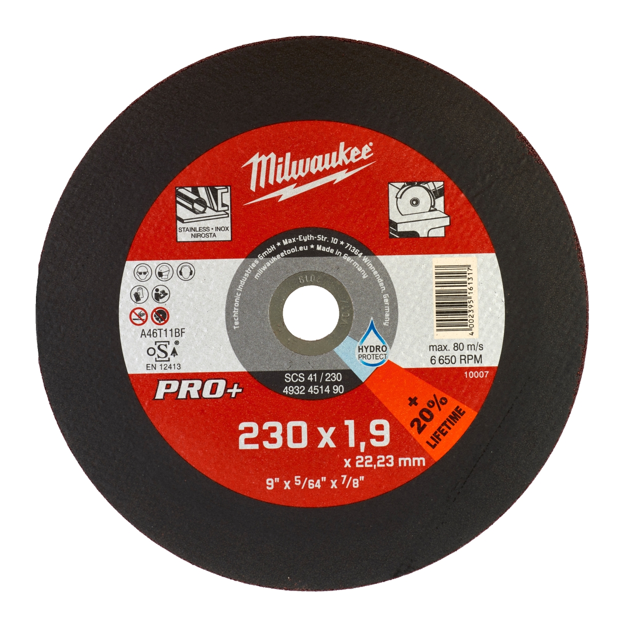 MILWAUKEE SCS41 1,9 mm Metalltrennscheibe PRO+ INOX 230 mm