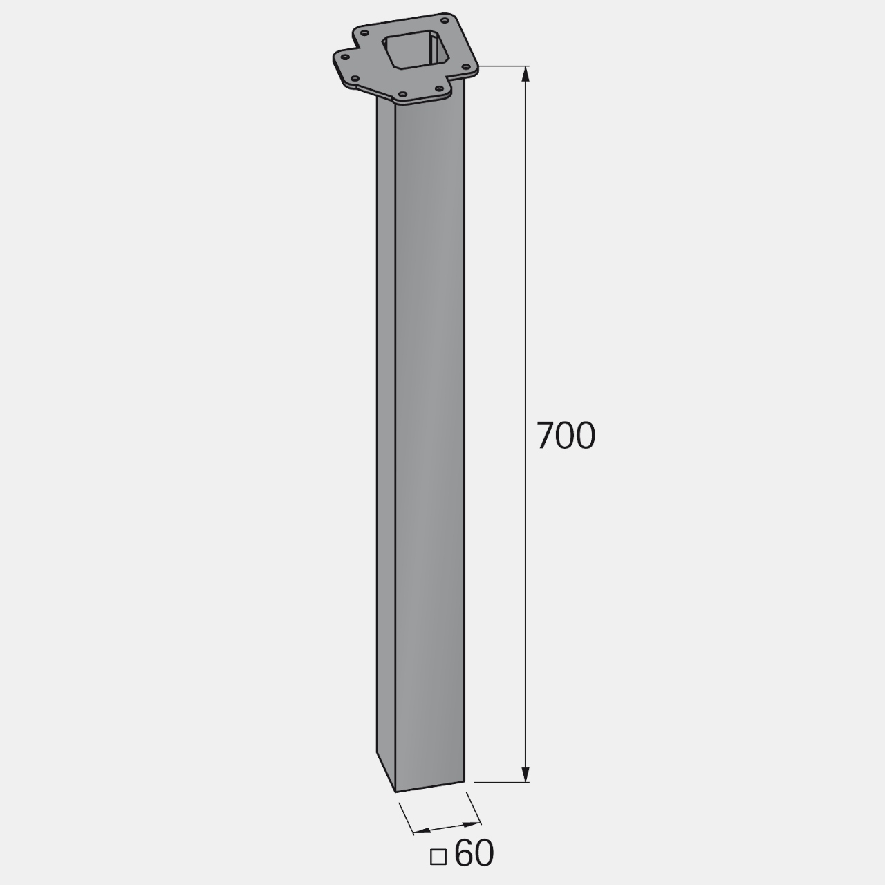 HETTICH Design-Tischbein Afia 700 mm, Edelstahl gebürstet, 9078541