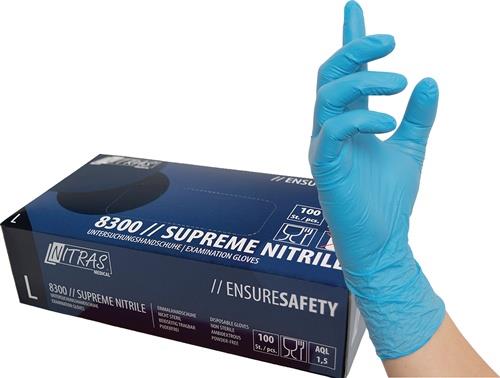 NITRAS Einweghandschuh SUPREME NITRILE Gr.M blau Nitril EN374 PSA III 100 St.NITRAS