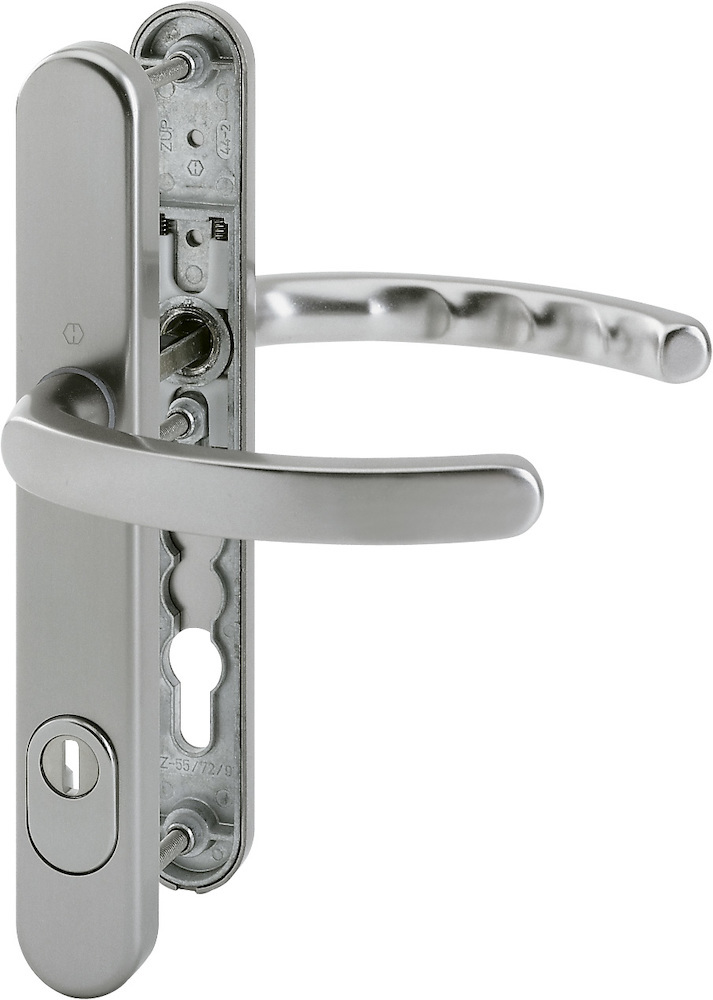 HOPPE® Schutz-Drückergarnitur mit Schmalschild Luxembourg 1500/3359ZA/3357N, Aluminium, 2202301