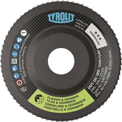 TYROLIT Fächerscheibe PREMIUM TWINFLAP D/C D.125mm K.120 28N TYROLIT